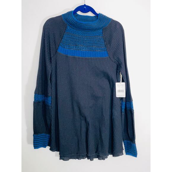 NWT Free People Snow Day Ribbed Mock Neck Long Sleeve Tunic - Women's Size L - Picture 1 of 12